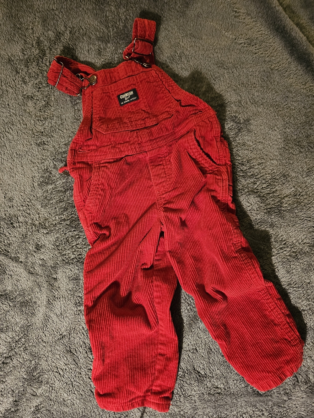 OshKosh B'gosh Bright Red Corduroy Kids Overalls Size 3t